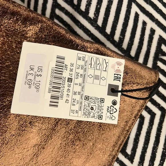 NWT Zara Shimmering Copper Heeled Boots - Picture 5 of 6